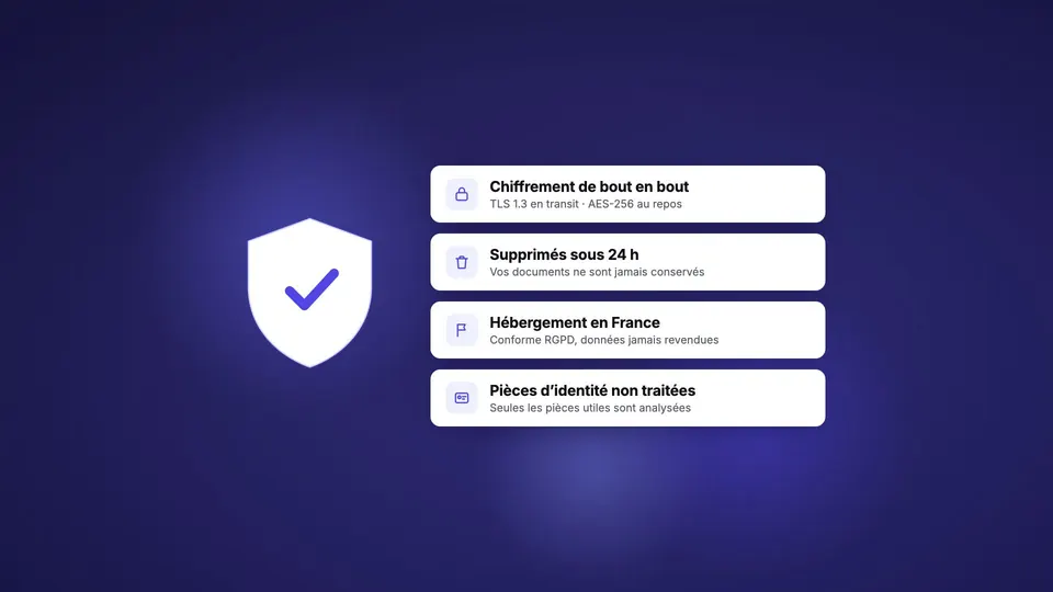 Sécurité ClarifPay : chiffrement, suppression sous 24h, hébergement France, RGPD